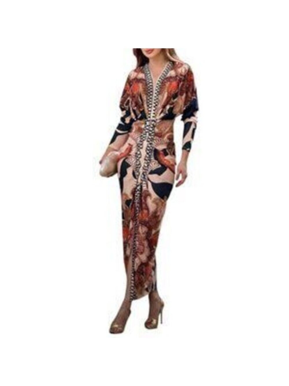 Women's Bodycon Long Sleeve Dress Casual Ruched Midi Dress